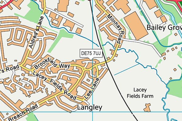 DE75 7UJ map - OS VectorMap District (Ordnance Survey)