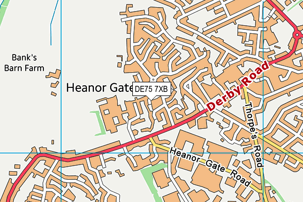 DE75 7XB map - OS VectorMap District (Ordnance Survey)