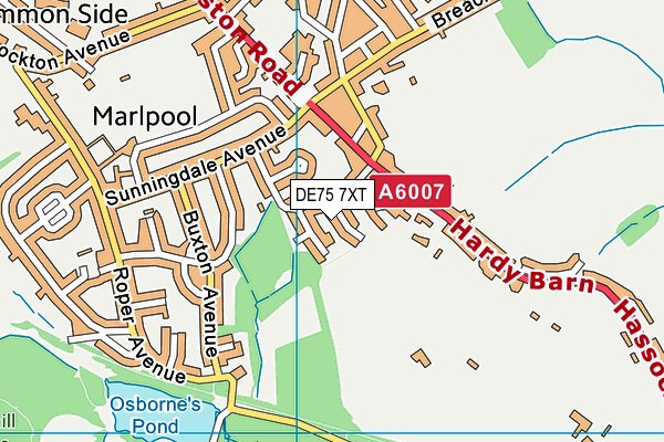 DE75 7XT map - OS VectorMap District (Ordnance Survey)