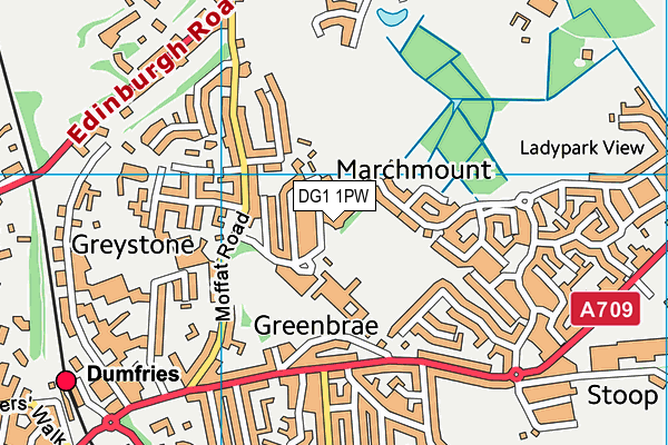 DG1 1PW map - OS VectorMap District (Ordnance Survey)