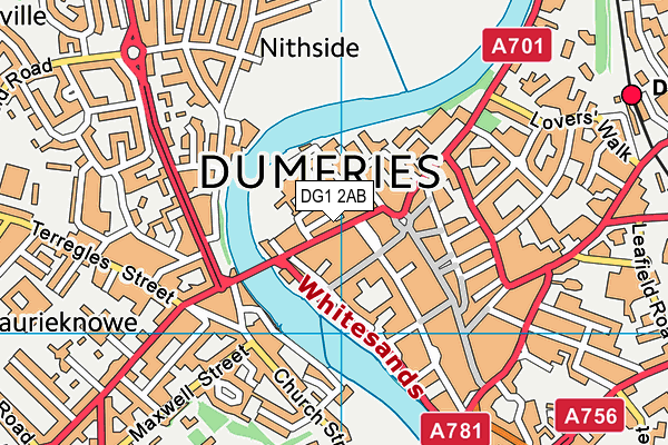 DG1 2AB map - OS VectorMap District (Ordnance Survey)