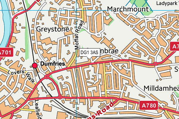 DG1 3AS map - OS VectorMap District (Ordnance Survey)