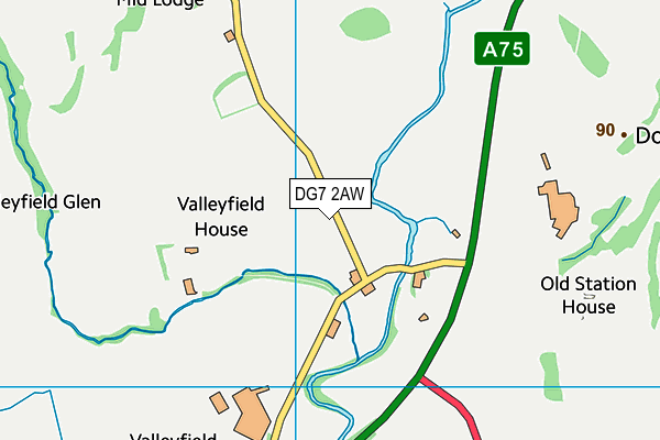 DG7 2AW map - OS VectorMap District (Ordnance Survey)