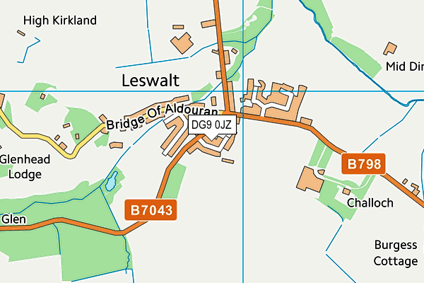 DG9 0JZ map - OS VectorMap District (Ordnance Survey)