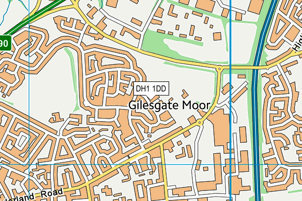 DH1 1DD map - OS VectorMap District (Ordnance Survey)