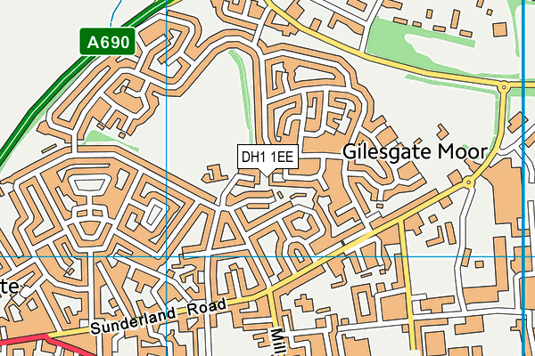 DH1 1EE map - OS VectorMap District (Ordnance Survey)