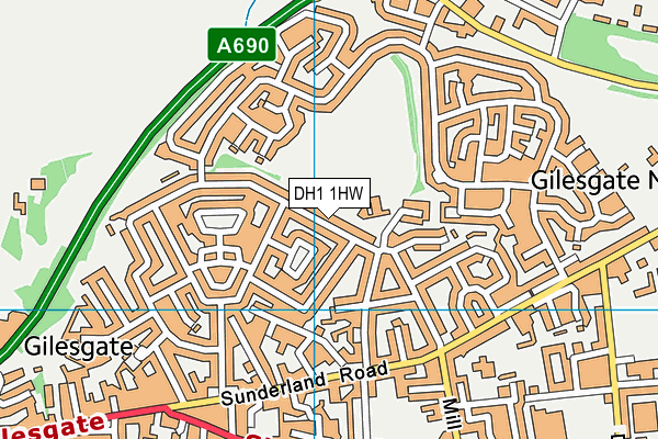 DH1 1HW map - OS VectorMap District (Ordnance Survey)