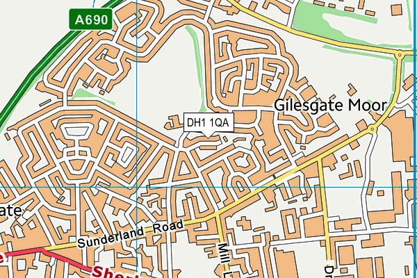 DH1 1QA map - OS VectorMap District (Ordnance Survey)