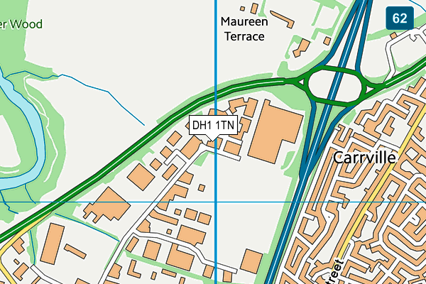 DH1 1TN map - OS VectorMap District (Ordnance Survey)