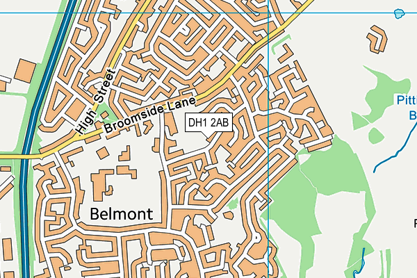 DH1 2AB map - OS VectorMap District (Ordnance Survey)