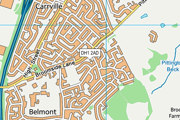 DH1 2AD map - OS VectorMap District (Ordnance Survey)