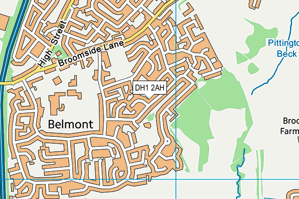 DH1 2AH map - OS VectorMap District (Ordnance Survey)