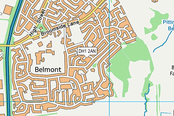 DH1 2AN map - OS VectorMap District (Ordnance Survey)