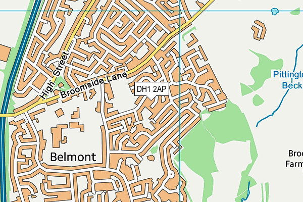 DH1 2AP map - OS VectorMap District (Ordnance Survey)