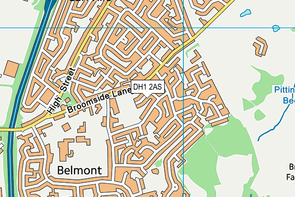 DH1 2AS map - OS VectorMap District (Ordnance Survey)