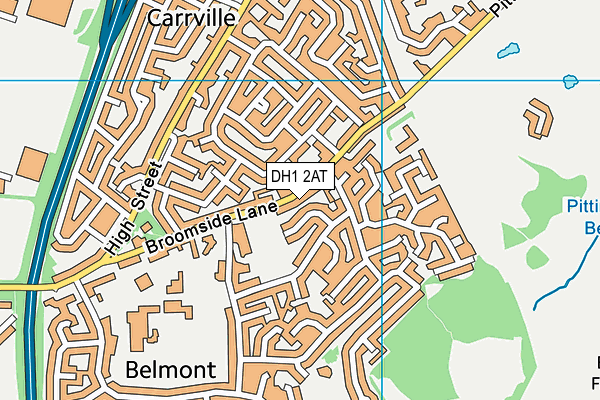 DH1 2AT map - OS VectorMap District (Ordnance Survey)