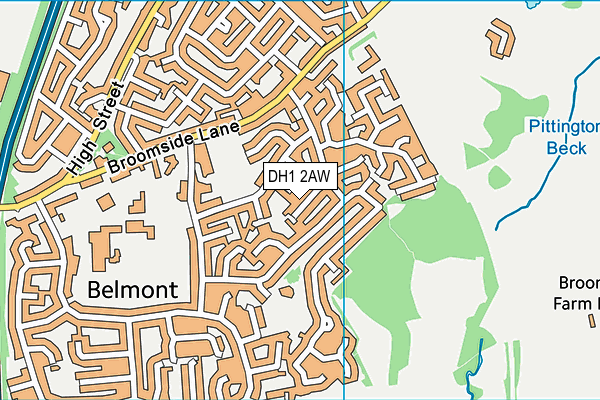 DH1 2AW map - OS VectorMap District (Ordnance Survey)