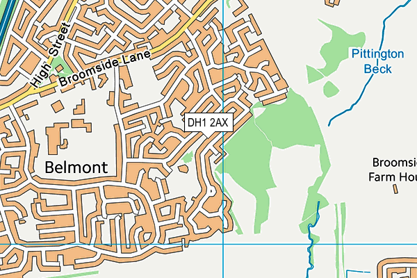 DH1 2AX map - OS VectorMap District (Ordnance Survey)