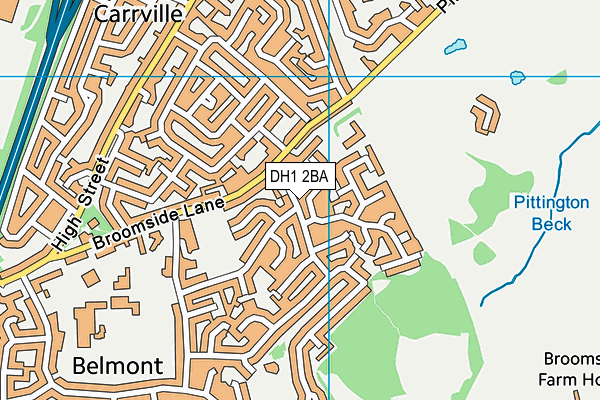 DH1 2BA map - OS VectorMap District (Ordnance Survey)