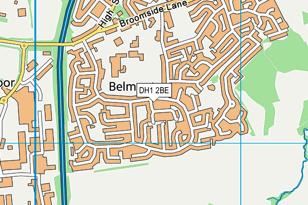 DH1 2BE map - OS VectorMap District (Ordnance Survey)