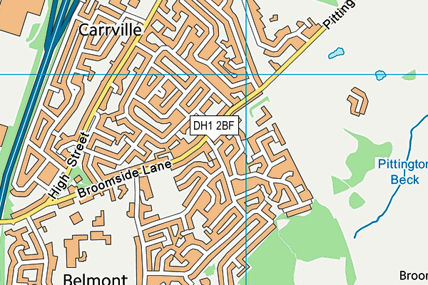 DH1 2BF map - OS VectorMap District (Ordnance Survey)