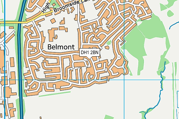 DH1 2BN map - OS VectorMap District (Ordnance Survey)