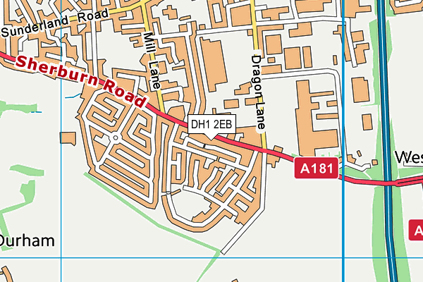 DH1 2EB map - OS VectorMap District (Ordnance Survey)