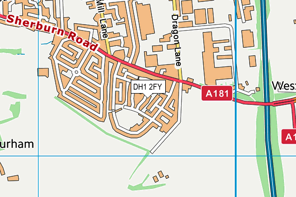 DH1 2FY map - OS VectorMap District (Ordnance Survey)