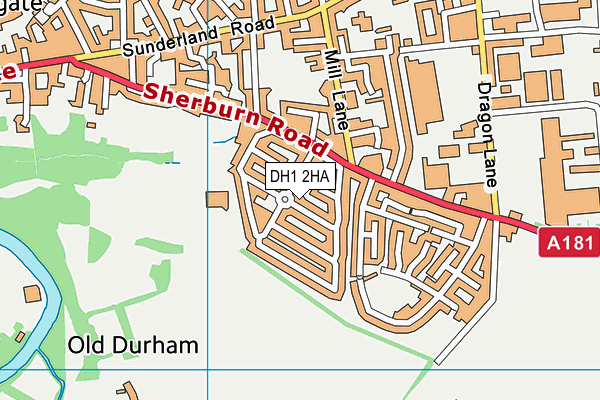 DH1 2HA map - OS VectorMap District (Ordnance Survey)