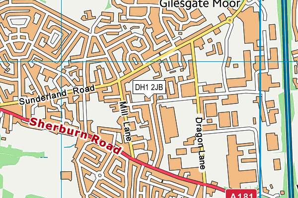 DH1 2JB map - OS VectorMap District (Ordnance Survey)