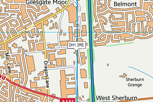 DH1 2RE map - OS VectorMap District (Ordnance Survey)