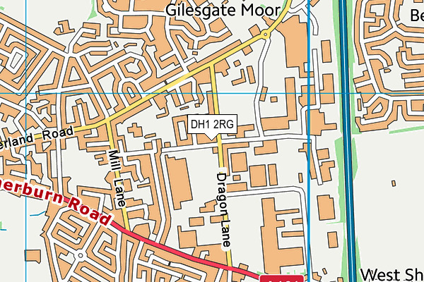 DH1 2RG map - OS VectorMap District (Ordnance Survey)