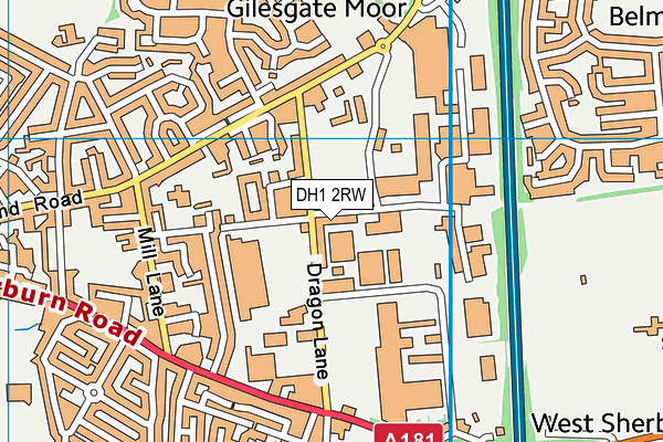 DH1 2RW map - OS VectorMap District (Ordnance Survey)