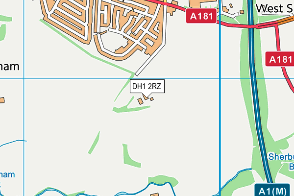DH1 2RZ map - OS VectorMap District (Ordnance Survey)