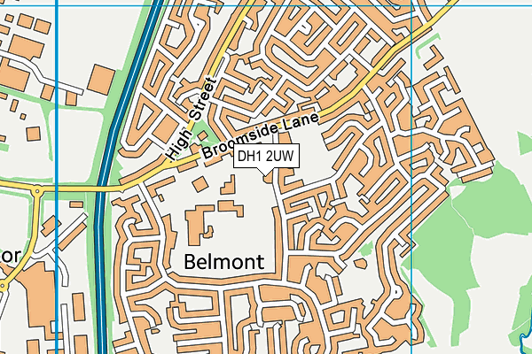 DH1 2UW map - OS VectorMap District (Ordnance Survey)