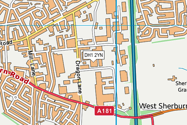 DH1 2YN map - OS VectorMap District (Ordnance Survey)