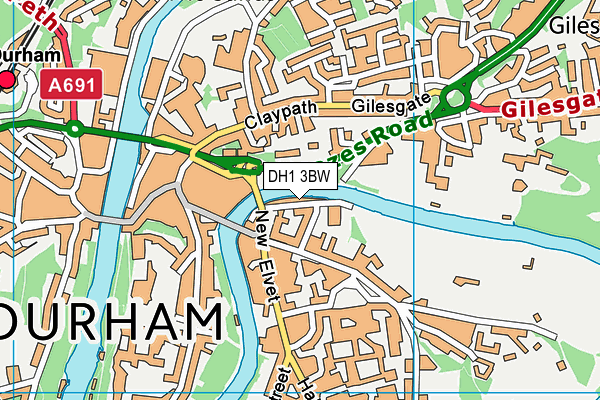 Durham City Swimming Baths (Closed) map (DH1 3BW) - OS VectorMap District (Ordnance Survey)