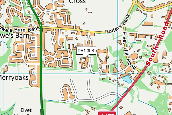 DH1 3LB map - OS VectorMap District (Ordnance Survey)