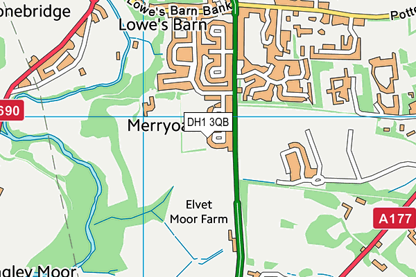 Lowes Barn Park map (DH1 3QB) - OS VectorMap District (Ordnance Survey)
