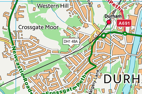 DH1 4BA map - OS VectorMap District (Ordnance Survey)