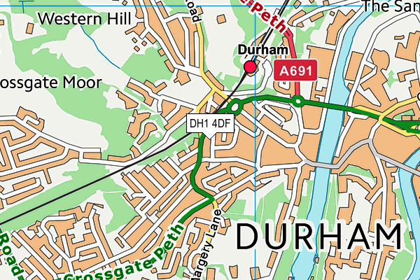 DH1 4DF map - OS VectorMap District (Ordnance Survey)