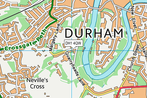 DH1 4QW map - OS VectorMap District (Ordnance Survey)