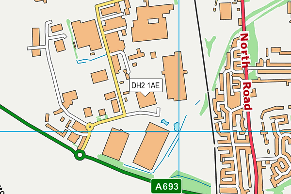 DH2 1AE map - OS VectorMap District (Ordnance Survey)