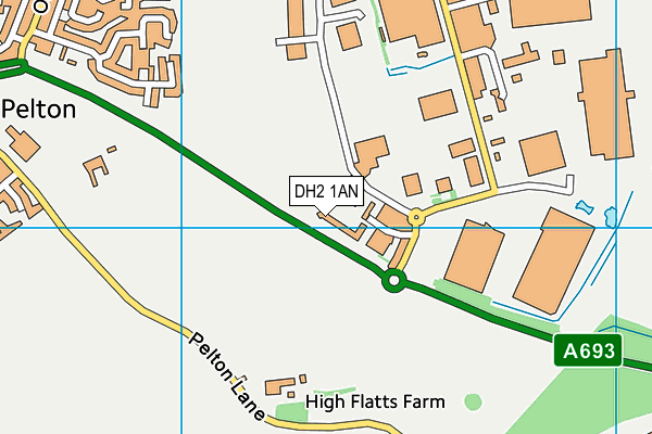 DH2 1AN map - OS VectorMap District (Ordnance Survey)