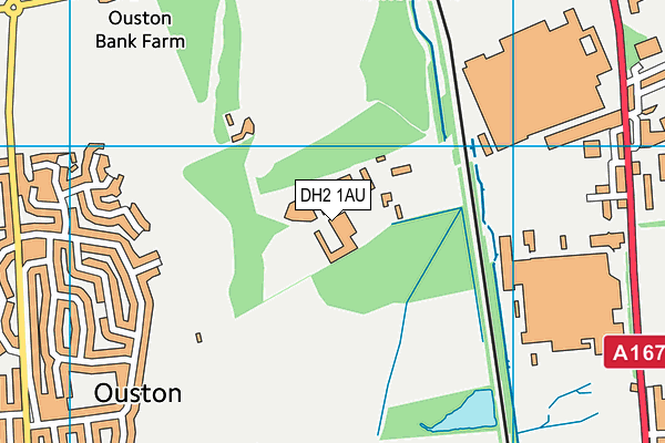 DH2 1AU map - OS VectorMap District (Ordnance Survey)