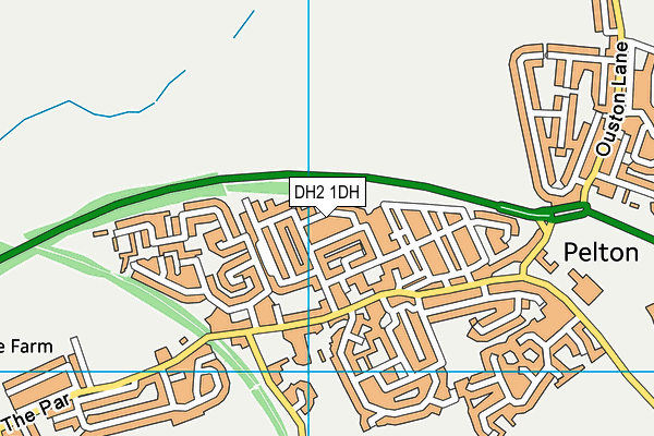 DH2 1DH map - OS VectorMap District (Ordnance Survey)