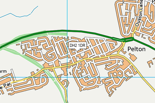 DH2 1DR map - OS VectorMap District (Ordnance Survey)