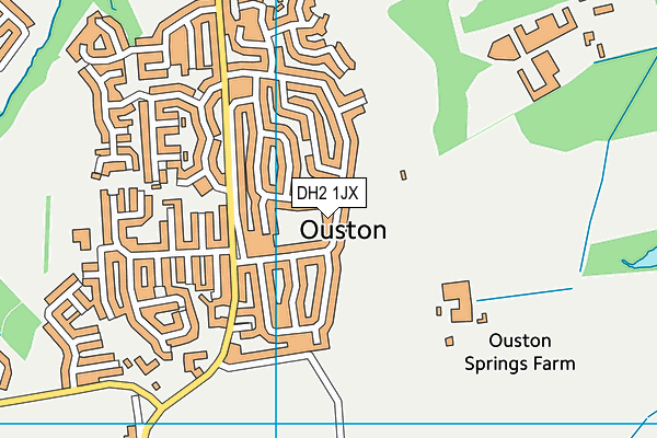 DH2 1JX map - OS VectorMap District (Ordnance Survey)