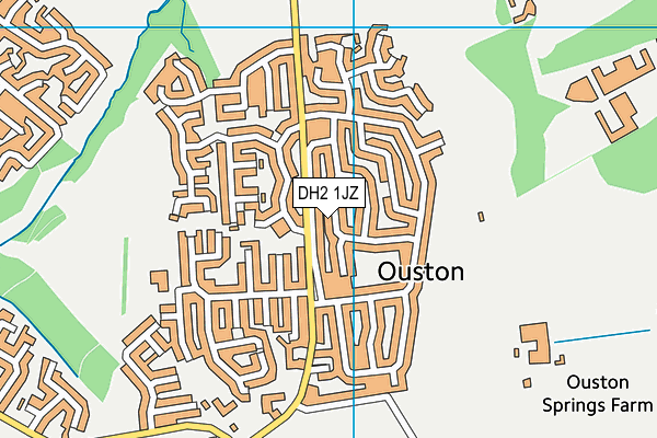 DH2 1JZ map - OS VectorMap District (Ordnance Survey)