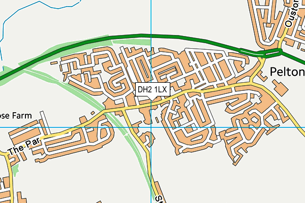 DH2 1LX map - OS VectorMap District (Ordnance Survey)